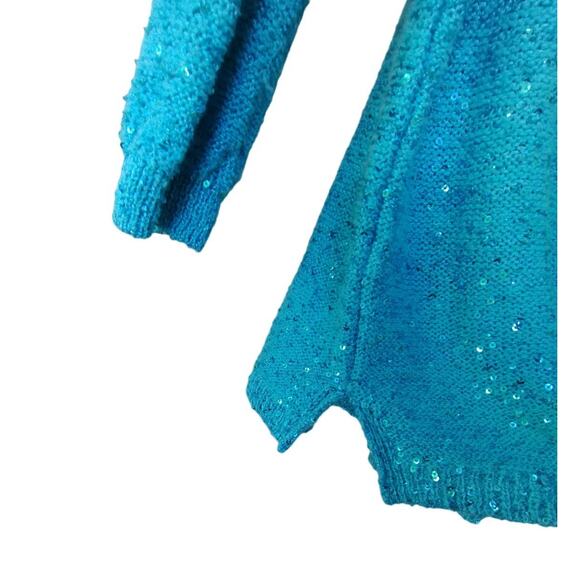 INC International Concepts Women's Sequin Turquoise Blue Sweater Size XL - Picture 6 of 6